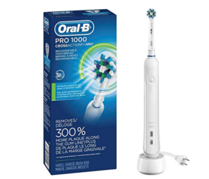 Oral-B White Pro 1000 Power Rechargeable Electric Toothbrush, Powered by Braun