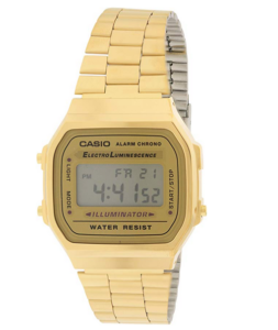 Casio A168WG-9 Men's Vintage Gold Metal Band Illuminator Chronograph Alarm Watch