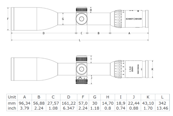 Schmidt and Bender zenith Dimensions