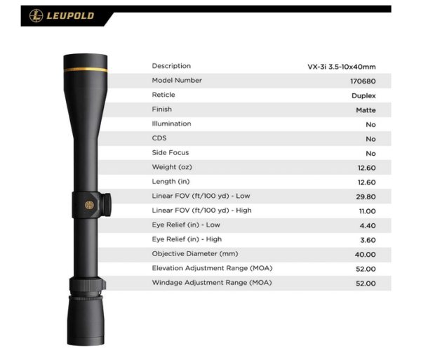 LeupoldVX-3i 3.5-10x40mm Riflescope