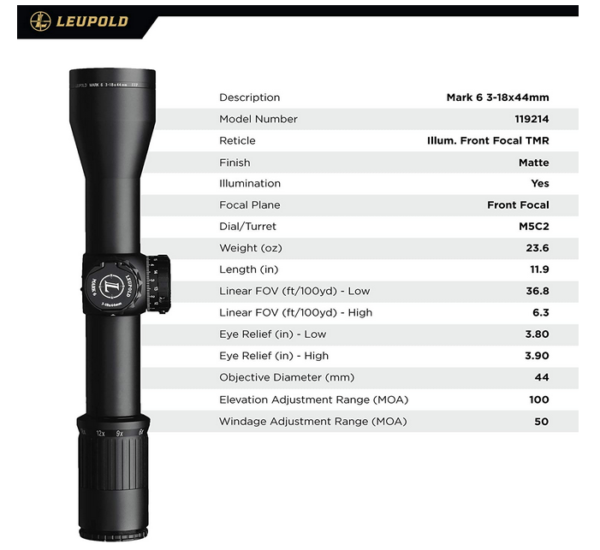 Leupold Mark 6 3-18x44mm Riflescope