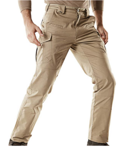 CQR Men's Flex Stretch Tactical Pants, Water Repellent Ripstop Cargo Pants