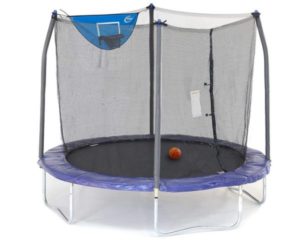 Skywalker Trampolines 8-Foot Jump N’ Dunk Trampoline with Enclosure Net