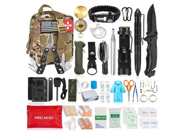 Aokiwo 126Pcs Emergency Survival Kit and First Aid Kit Professional Survival Gear