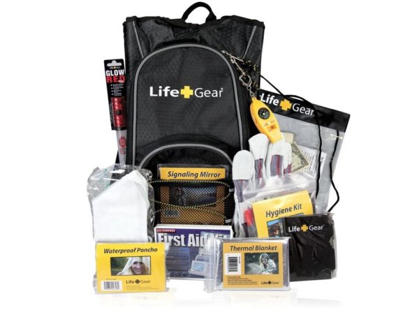 Life Gear Emergency Survival Kit Backpack w/Emergency Gear & First Aid Kit