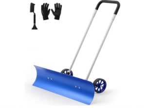 Cinnvoice 37 Inch Wide Wheeled Snow Pusher