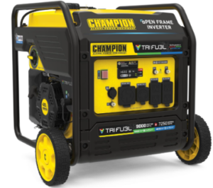 Champion Power Equipment 9000-Watt Electric Start Tri Fuel Home Backup Portable Open Frame Inverter Generator