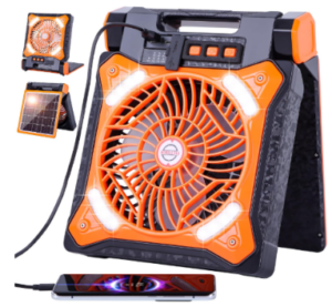 WESTTREE Solar Fan Battery Powered Rechargeable Solar Camping Fan