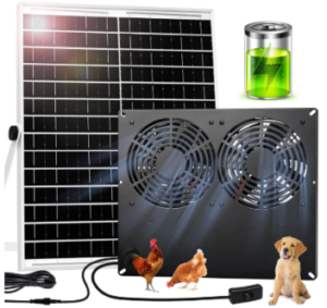 Ladate 25W Metal Solar Powered Fan for Shed Chicken Coop