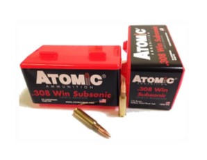 Atomic Ammunition .308 Win. Subsonic Atomic Ammo