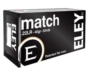 Eley Ammunition Match EPS .22 Long Rifle 40 Grain Flat Nose Brass Cased Rimfire Ammunition