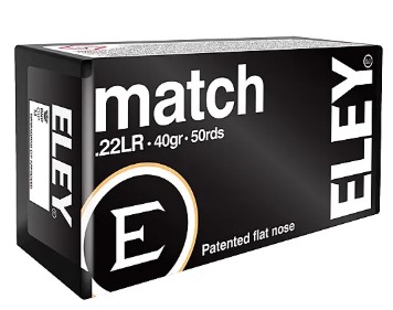 Eley Ammunition Match EPS .22 Long Rifle 40 Grain Flat Nose Brass Cased Rimfire Ammunition