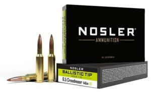 Nosler 6.5mm Creedmoor Ballistic Tip Brass Cased Centerfire Rifle Ammunition for Deer