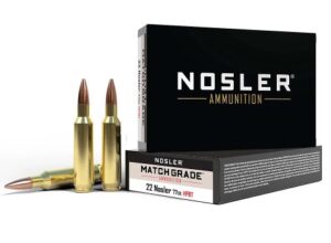 Nosler Match Grade .22 Nosler 77 Grain Custom Competition Brass Cased Centerfire Ammunition