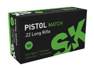 SK Pistol Match .22 Long Rifle 40 grain Lead Round Nose Brass Rimfire Ammunition