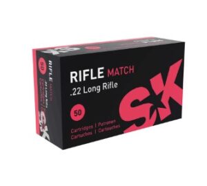 SK Rifle Match .22 Long Rifle 40 grain Lead Round Nose Brass Cased Rimfire Ammunition